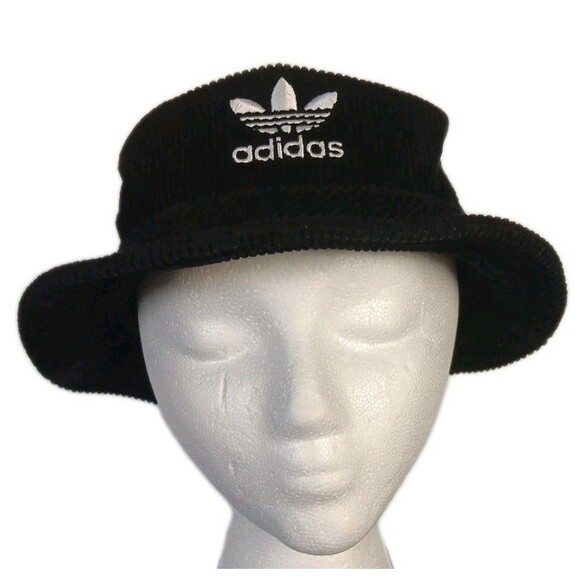 Adidas Originals Men's Wide Wale Bucket Hat Black Corduroy 100% Cotton OSFA - Picture 1 of 16